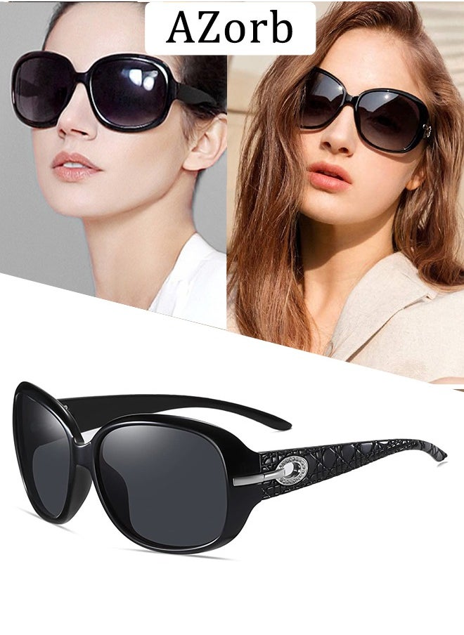AZorb Women's Sunglasses Women Anti-Glare Square Design Polarized Sun Glassess UV Protection Shades for Daily Holidays Travel - Black  - Image 1
