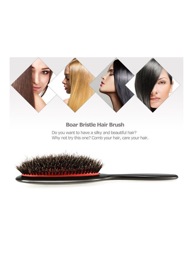 NIBEMINENT Boar Bristle Oval Brush Red/Black - Image 2