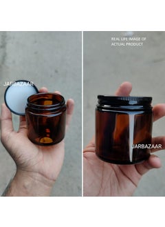JARBAZAAR JARBAZAAR PACK OF 4 PCS 100 GM AMBER GLASS JAR for cosmetics and candle making  - Image 4