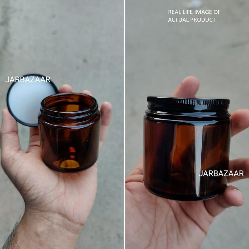 JARBAZAAR PACK OF 4 PCS 100 GM AMBER GLASS JAR for cosmetics and candle making