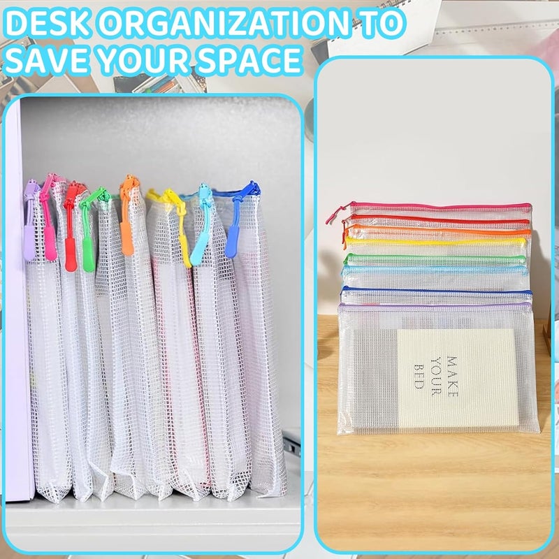 YOPCDJ 24pcs Mesh Zipper Pouch File Bags Puzzle Storage Bags, A4 13.5x9.5 Inches Large Reusable Zipper Pouches for Organizing Classroom Board Game Organization - Image 4