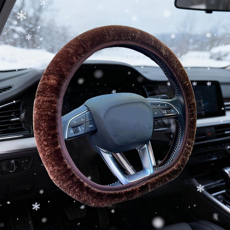 Plush Steering Wheel Cover - Warm Fuzzy Anti-Slip Auto Interior Accessories - Steering Wheel Protector Car Decoration | for Sedans SUV Trucks RV Vehicles - Image 3
