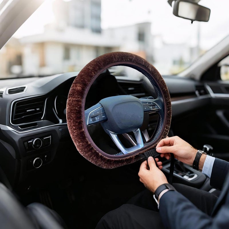 Plush Steering Wheel Cover - Warm Fuzzy Anti-Slip Auto Interior Accessories - Steering Wheel Protector Car Decoration | for Sedans SUV Trucks RV Vehicles - Image 2