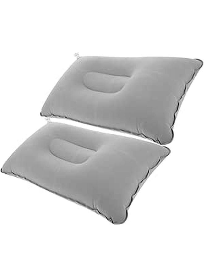 Inflatable Travel Pillow 2 Pack Memory Foam for Airplane Camping and Outdoor Back Support - Image 1