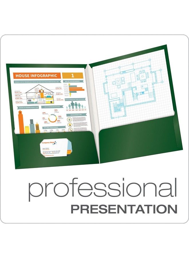 Oxford Laminated Twinpocket Folders Letter Size Green Holds 100 Sheets Box Of 25 (51717) - Image 3