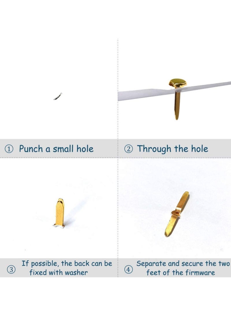 SOLARAE 100 Pcs Brass Paper Fasteners 8x17mm Plated Mini Brads for Scrapbooking Crafts DIY Projects - Image 5