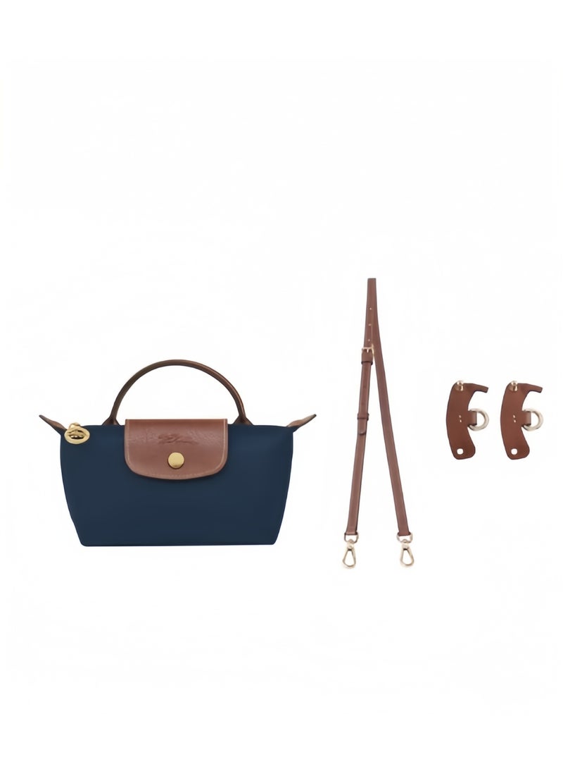 لونج شامب حقيبة يد نسائية صغيرة Longchamp ، حقائب كروس بودي ، حقيبة كتف حزام كتف مع مشبك ، كحلي كلاسيكي - Image 1