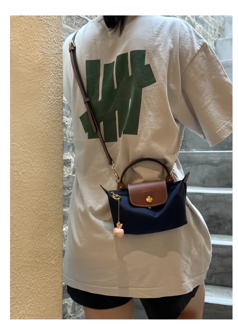 لونج شامب حقيبة يد نسائية صغيرة Longchamp ، حقائب كروس بودي ، حقيبة كتف حزام كتف مع مشبك ، كحلي كلاسيكي - Image 4