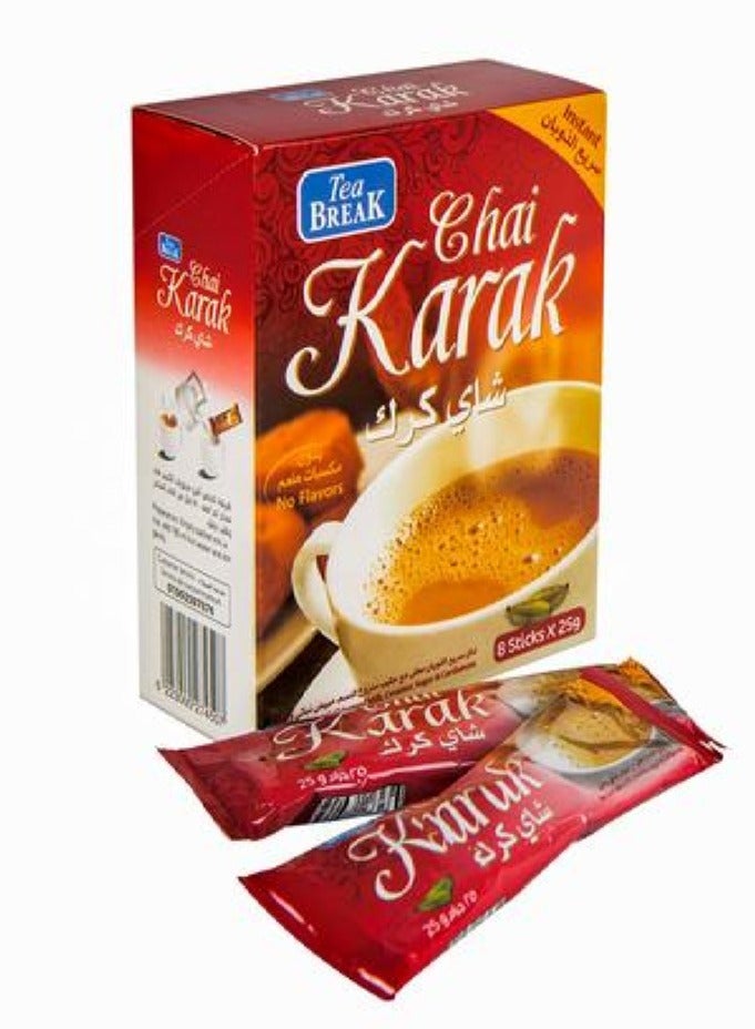 تى بريك شاي كرك سريع الذوبان  محلى مع حليب منزوع الدسم, مبيض نباتي وهيل, بدون مكسبات طعم  - 8 أظرف × 25 غرام - Image 2