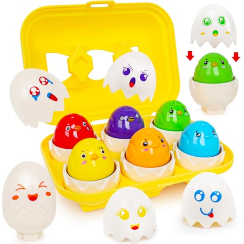FQKIOMY Egg Toddler ToysMontessori Geometric Egg Shape Sorter Toys Preschool Learning Educational Color Sorting Eggs Puzzles Matching Games Fine Motor Toy for Boys Girls Ages 13 - Image 1