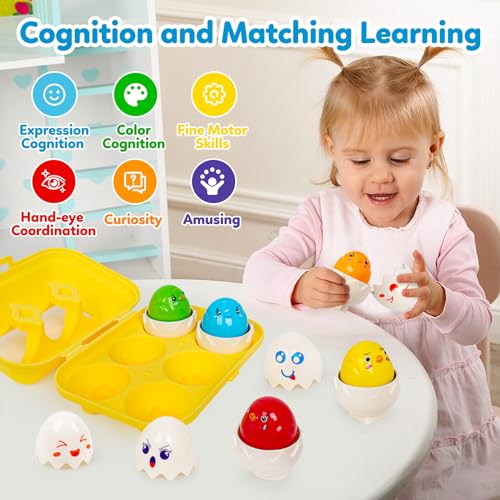 FQKIOMY Egg Toddler ToysMontessori Geometric Egg Shape Sorter Toys Preschool Learning Educational Color Sorting Eggs Puzzles Matching Games Fine Motor Toy for Boys Girls Ages 13 - Image 5