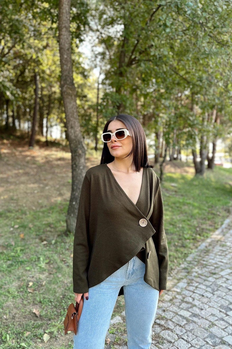 Weshaya Cardigan Women Khaki - Image 3