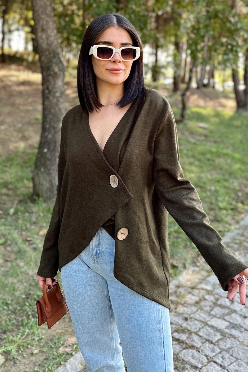 Weshaya Cardigan Women Khaki - Image 1