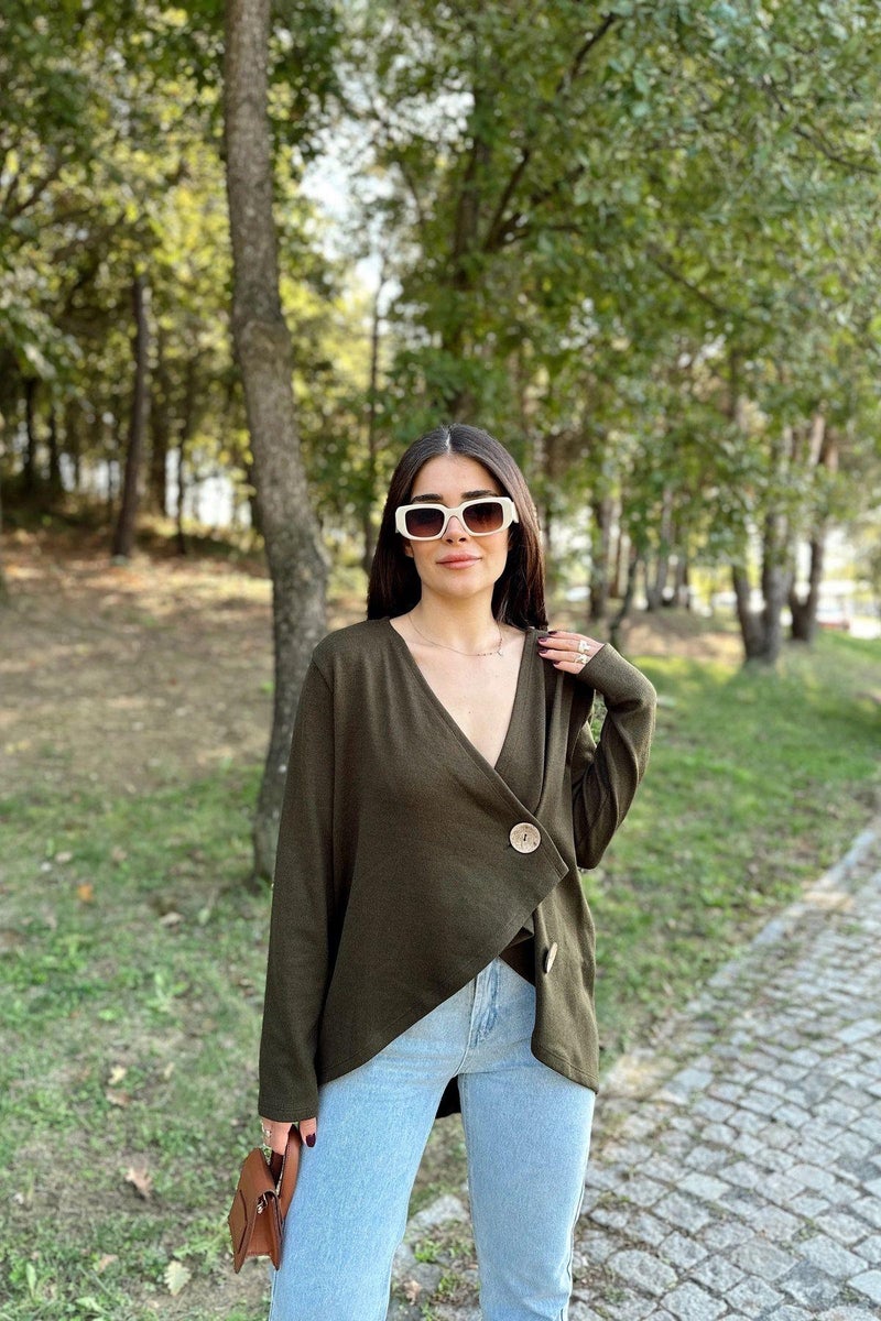 Weshaya Cardigan Women Khaki - Image 4