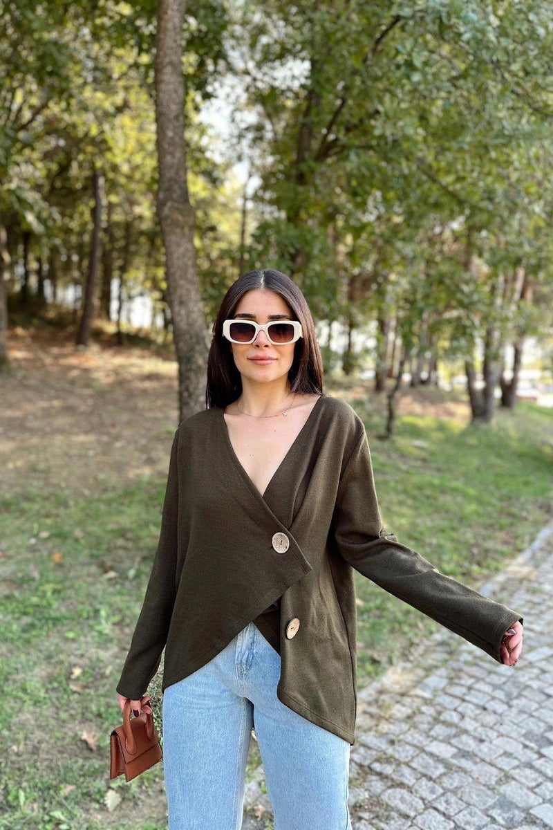 Weshaya Cardigan Women Khaki - Image 2