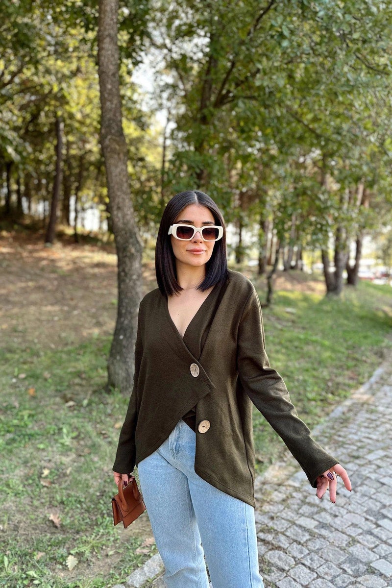 Weshaya Cardigan Women Khaki - Image 5