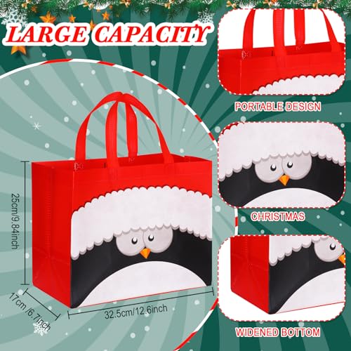 Sanwuta 48 Pcs Christmas Bags Bulk for Gifts 128 x 98 x 67 in Large Tote Treat Grocery Bags with Handles Santa Claus Belt Reusable Non Woven Pocket for Xmas Holiday Wrapping Shopping Party - Image 3