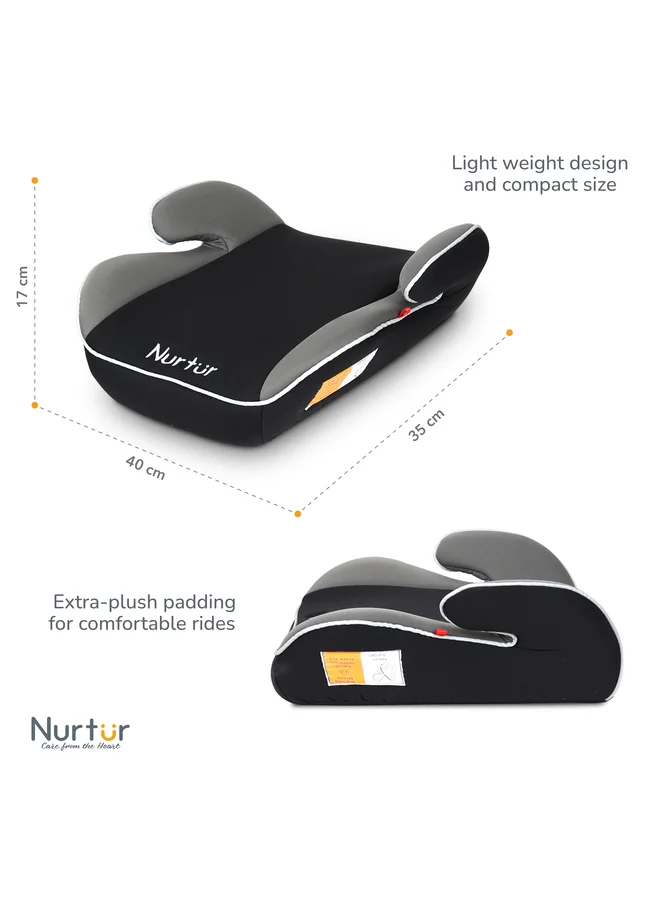 Nurtur Nova Kids Booster Seat - Arm Rest - Easy to Install - Universally Fit – Wide Cushioned Base - Suitable from 4 years to 12 years (Group 2/3) - Grey Multi
