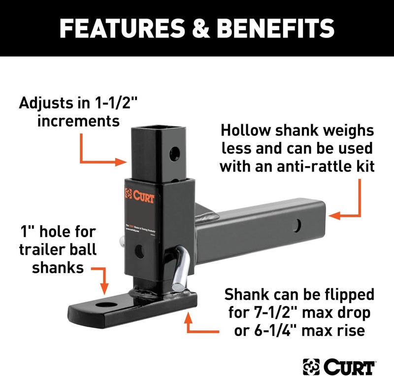 CURT Adjustable Ball Mount for Towing - Image 3