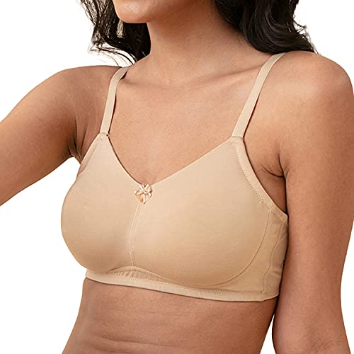 NYKD (NYB062 Non Padded & Non Wired Tshirt Bra for Women | Soft Cotton Stretch Fabric with Full Coverage & Side Shaping Panel | Wide Back Panel with N Fresh Technology & Adjustable Straps Sand - Image 4