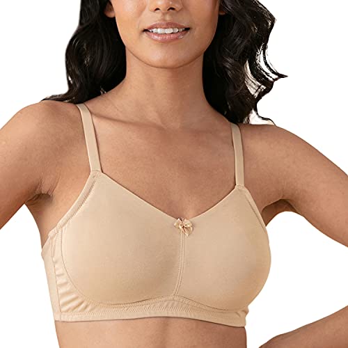 NYKD (NYB062 Non Padded & Non Wired Tshirt Bra for Women | Soft Cotton Stretch Fabric with Full Coverage & Side Shaping Panel | Wide Back Panel with N Fresh Technology & Adjustable Straps Sand - Image 1