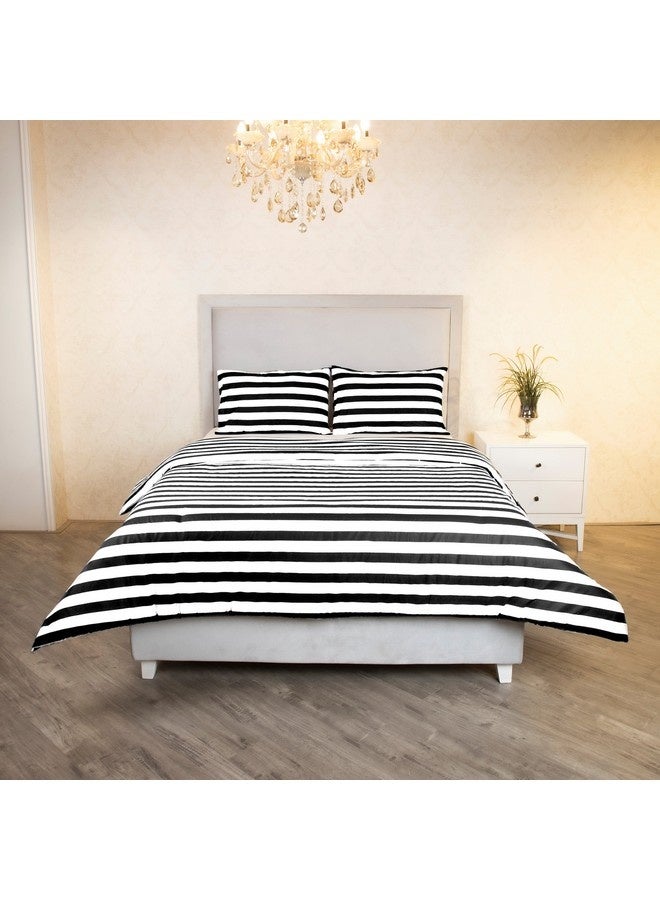 Home Box Malta 3-Pieces Stripe Printed Cotton Queen King Duvet Cover Set 220 x 220 cm  - Image 1