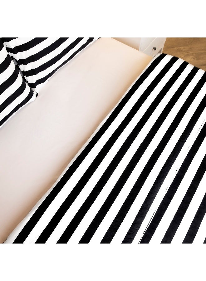Home Box Malta 3-Pieces Stripe Printed Cotton Queen King Duvet Cover Set 220 x 220 cm  - Image 4