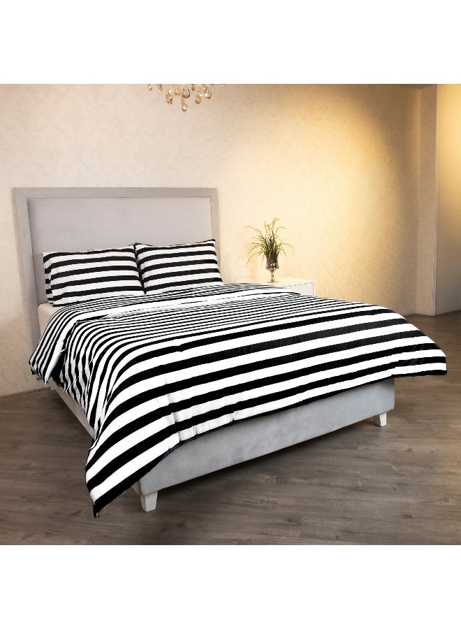 Home Box Malta 3-Pieces Stripe Printed Cotton Queen King Duvet Cover Set 220 x 220 cm - Image 2