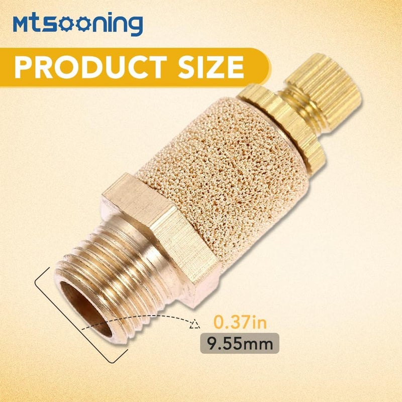 Mtsooning 10PCS Pneumatic Exhaust Muffler, 1/8" NPT Adjustable Brass Flow Control Silencer, Sintered Air Controller for Cylinders Solenoid Valves Crank Cases Gear Boxes Oil Tanks - Image 5