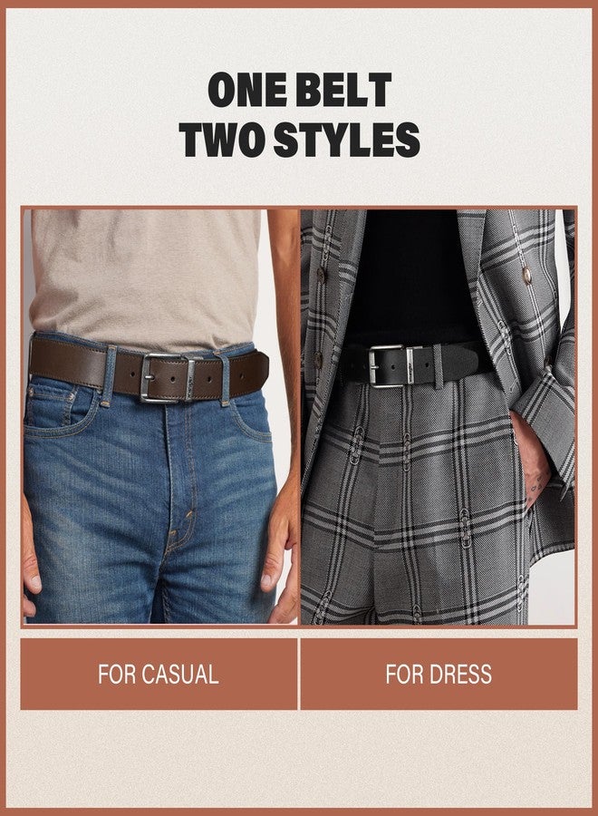 Wrangler Mens Reversible Split Leather Belt, Brown Black Casual Dress Belt One Size, Cut For Fit - Image 5