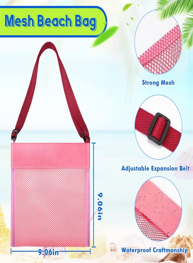 Saintrygo 30 Pcs Mesh Beach Bags for Kids Sand Toy Seashell Bag Bulk Colorful Seashell Collecting Bags with Adjustable Strap(Solid Style) - Image 4