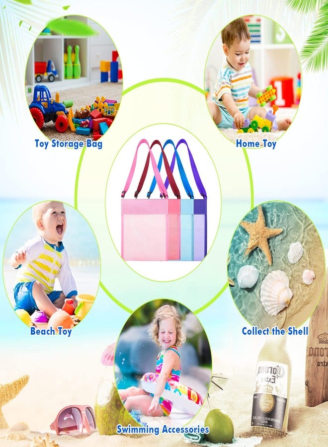 Saintrygo 30 Pcs Mesh Beach Bags for Kids Sand Toy Seashell Bag Bulk Colorful Seashell Collecting Bags with Adjustable Strap(Solid Style) - Image 5
