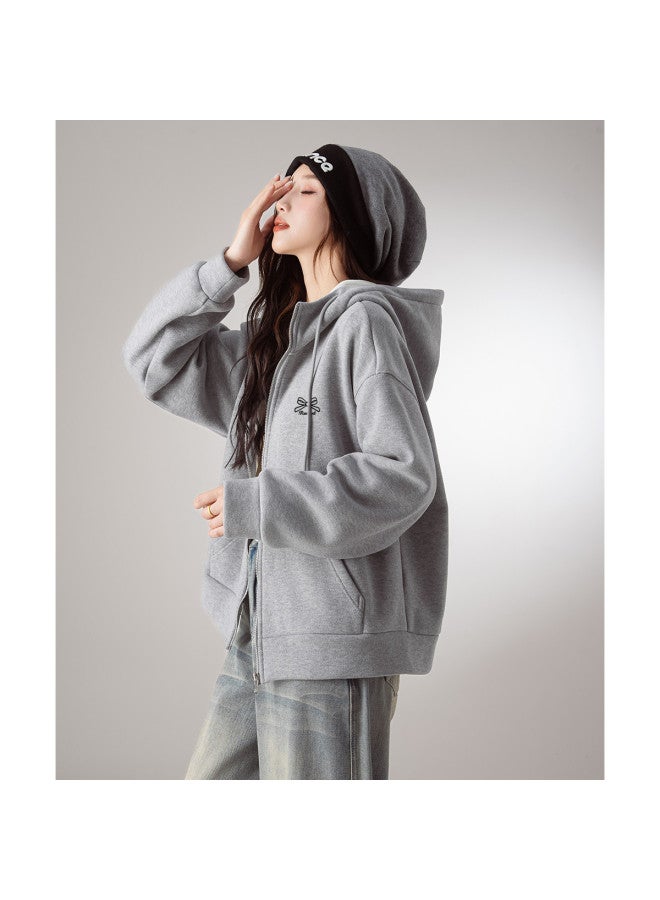 Flying in the snow Winter Fashion, Fearless Of Cold] Fleece Hoodie Women's Coat Autumn Winter Soft And Comfortable Casual Versatile Cardigan - Image 5