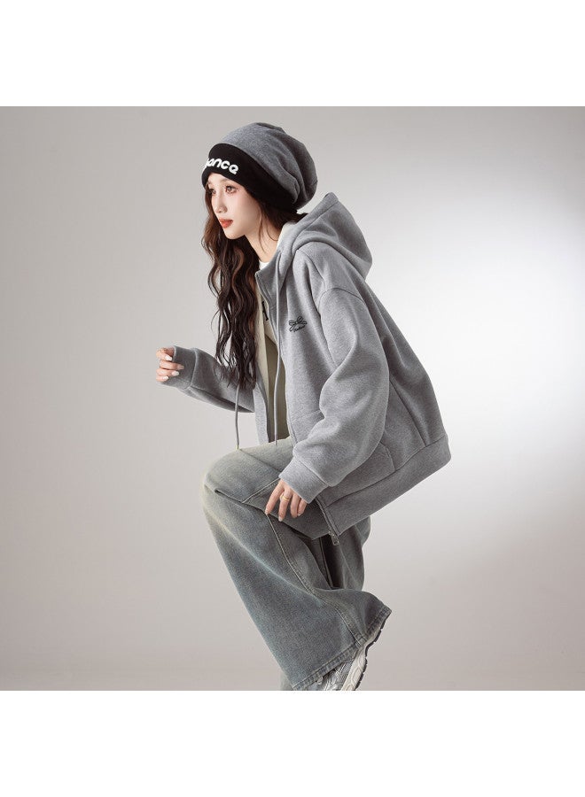 Flying in the snow Winter Fashion, Fearless Of Cold] Fleece Hoodie Women's Coat Autumn Winter Soft And Comfortable Casual Versatile Cardigan - Image 2