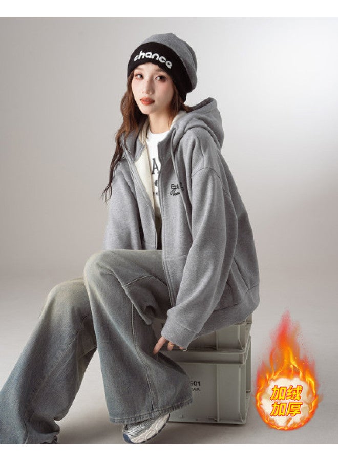 Flying in the snow Winter Fashion, Fearless Of Cold] Fleece Hoodie Women's Coat Autumn Winter Soft And Comfortable Casual Versatile Cardigan - Image 1
