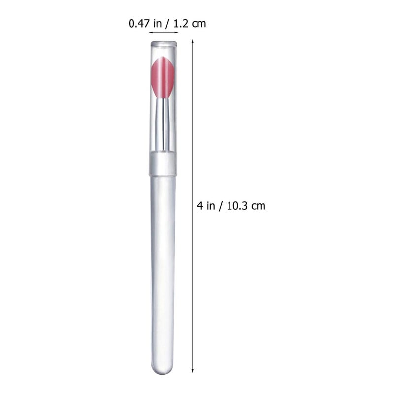 6pcs Silicone Lip Brush Set with Lid, Small Portable Lipstick Applicator for Lip Makeup, Dustproof Cosmetic Brush for Travel and Daily Use, Pink and White - Image 2