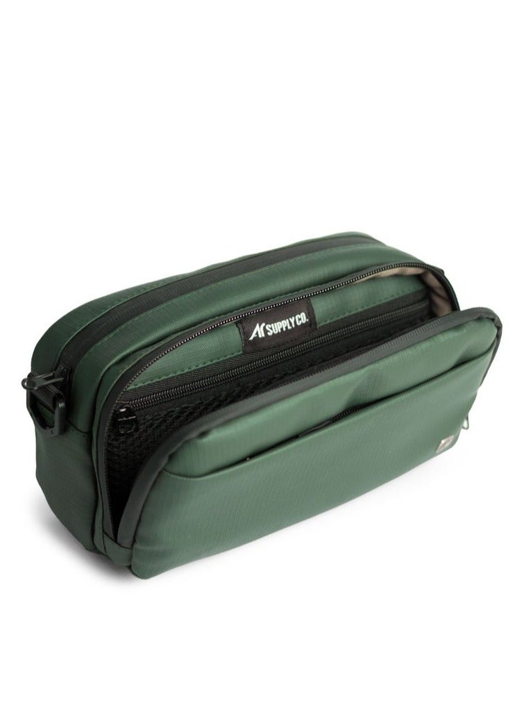 Ar supply AR Power Kit by Arij Bags | Multi-Use Crossbody and Hand Bag for Work and Daily Use, 2 Main Compartments, Outer Pocket and Multiple Inner Dividers, Lightweight Practical Design (23 × 13 × 9 cm) (Olive) - Image 3