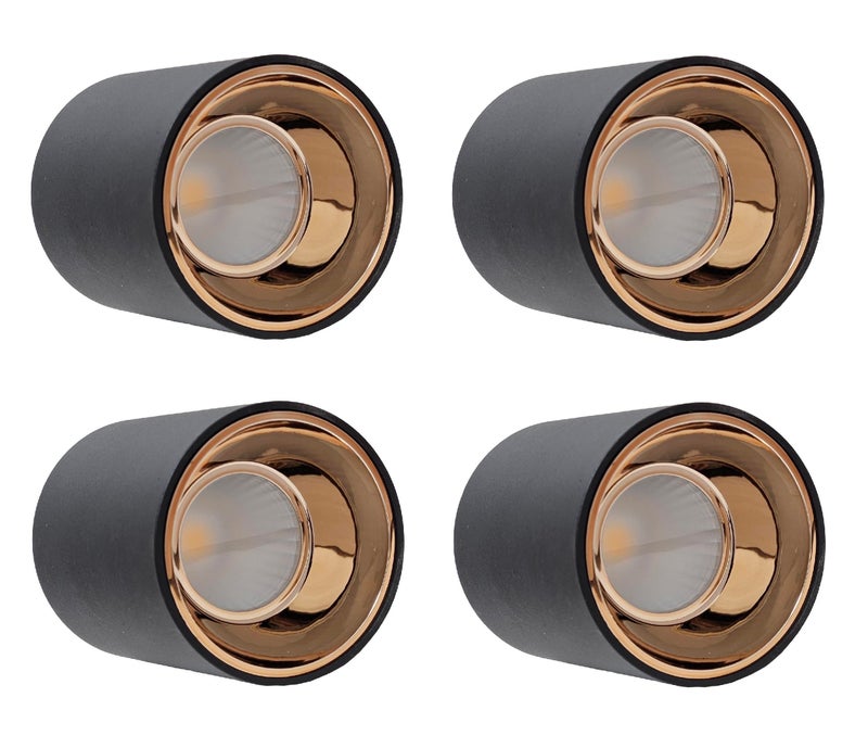 Mufasa 12 Watts Black Body LED Round Surface Panel Cylinder Light Cylindrical Shape Indoor Ceiling Mounted Spot Down Light Aluminium Body (9Cm Height) (Warm White) (Pack of 4) - Image 1