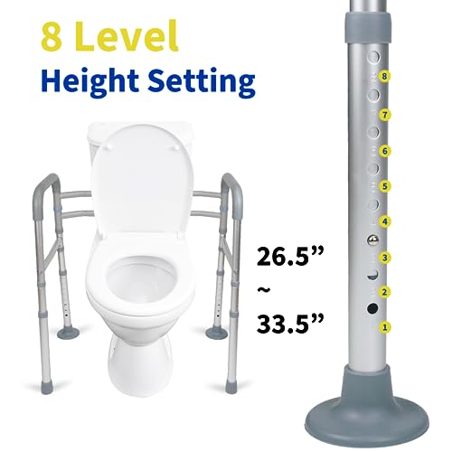 LandTale Toilet Safety Rails, Adjustable Toilet Rails for Elderly Adults Senior Disabled Handicap, Toilet Assistance Handles Safety Frames, Fit for Most Toilet, Foldable & Portable - Image 5