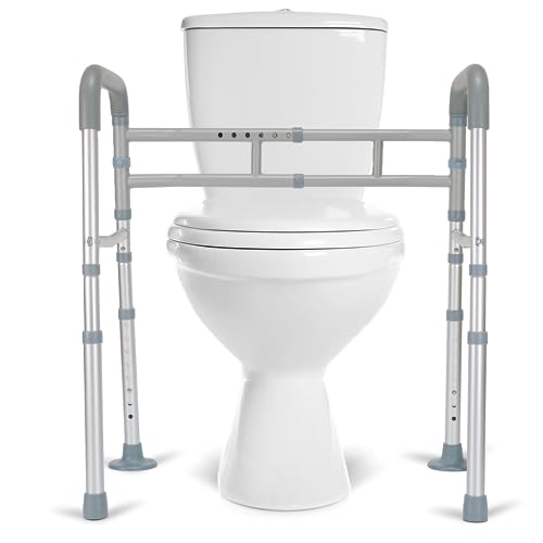 LandTale Toilet Safety Rails, Adjustable Toilet Rails for Elderly Adults Senior Disabled Handicap, Toilet Assistance Handles Safety Frames, Fit for Most Toilet, Foldable & Portable - Image 1