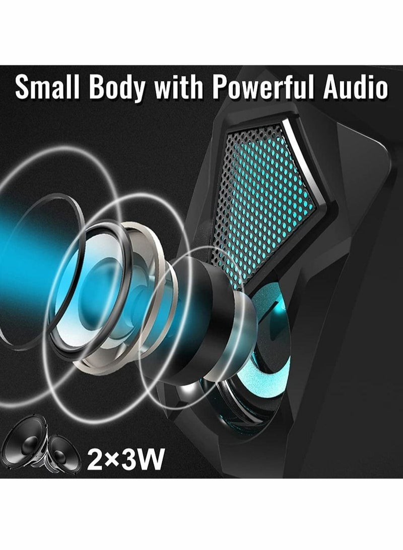 Captaintech Computer Speakers, Mini USB Audio Multimedia Volume Control Game RGB Lights for PC Desktop Laptop Display - Image 3