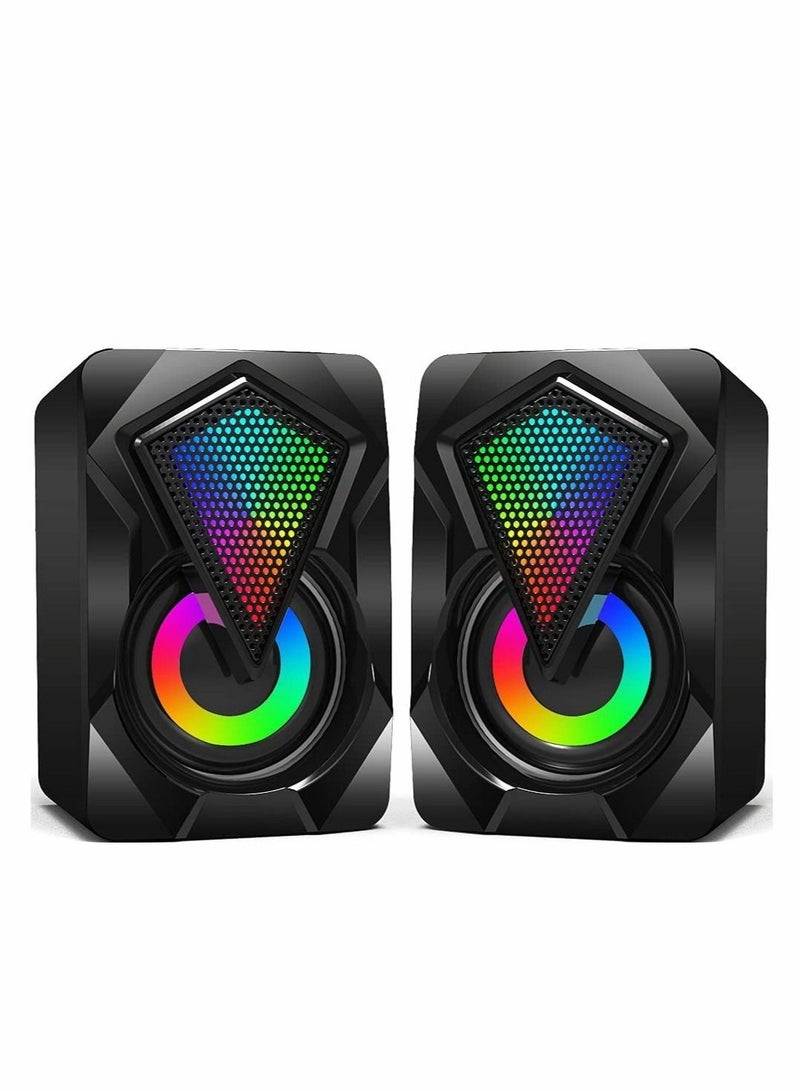 Captaintech Computer Speakers, Mini USB Audio Multimedia Volume Control Game RGB Lights for PC Desktop Laptop Display - Image 1