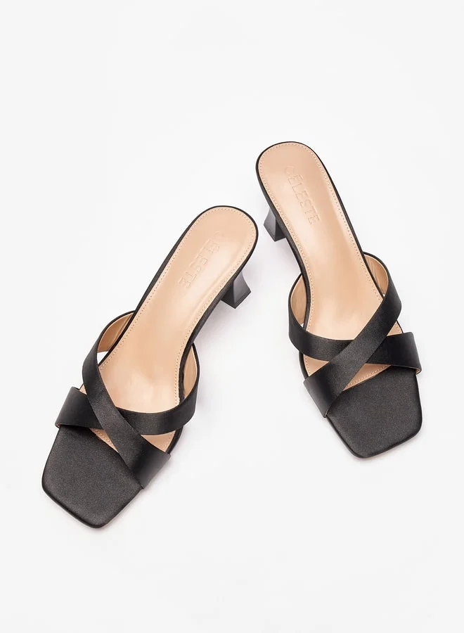 Celeste Women Solid Open Toe Slip-On Sandals With Block Heel