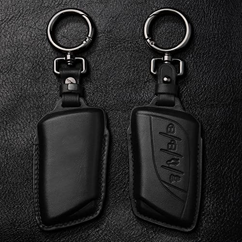 Tukellen for Lexus Leather Key Fob Cover with Keychain Compatible with Lexus 2018-2024 ES350 LC500 LC500h LS500 LS500h 2019-2024 UX200 UX250h ES300h 2020-2024 GX460 Smart Key-Black - Image 3