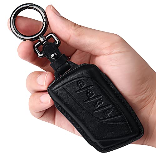 Tukellen for Lexus Leather Key Fob Cover with Keychain Compatible with Lexus 2018-2024 ES350 LC500 LC500h LS500 LS500h 2019-2024 UX200 UX250h ES300h 2020-2024 GX460 Smart Key-Black - Image 1
