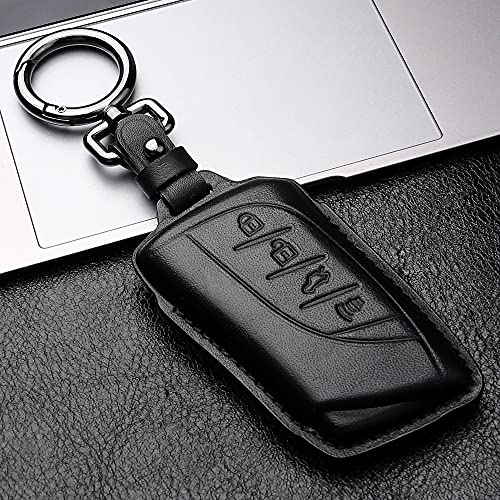 Tukellen for Lexus Leather Key Fob Cover with Keychain Compatible with Lexus 2018-2024 ES350 LC500 LC500h LS500 LS500h 2019-2024 UX200 UX250h ES300h 2020-2024 GX460 Smart Key-Black - Image 4