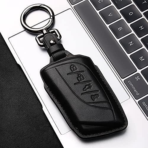 Tukellen for Lexus Leather Key Fob Cover with Keychain Compatible with Lexus 2018-2024 ES350 LC500 LC500h LS500 LS500h 2019-2024 UX200 UX250h ES300h 2020-2024 GX460 Smart Key-Black - Image 5