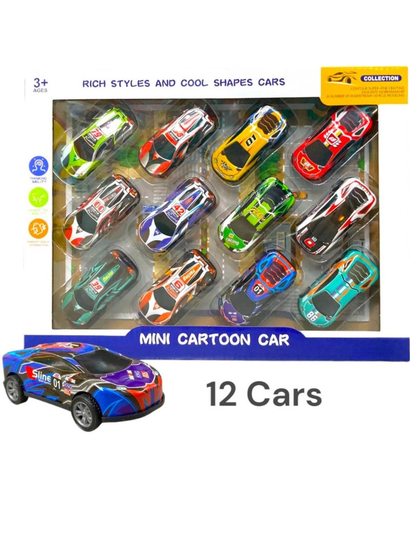 Toy Box 12-Piece Metal Pull Back Cars Jumping Flip Stunt Toy Model Cars  - Image 5