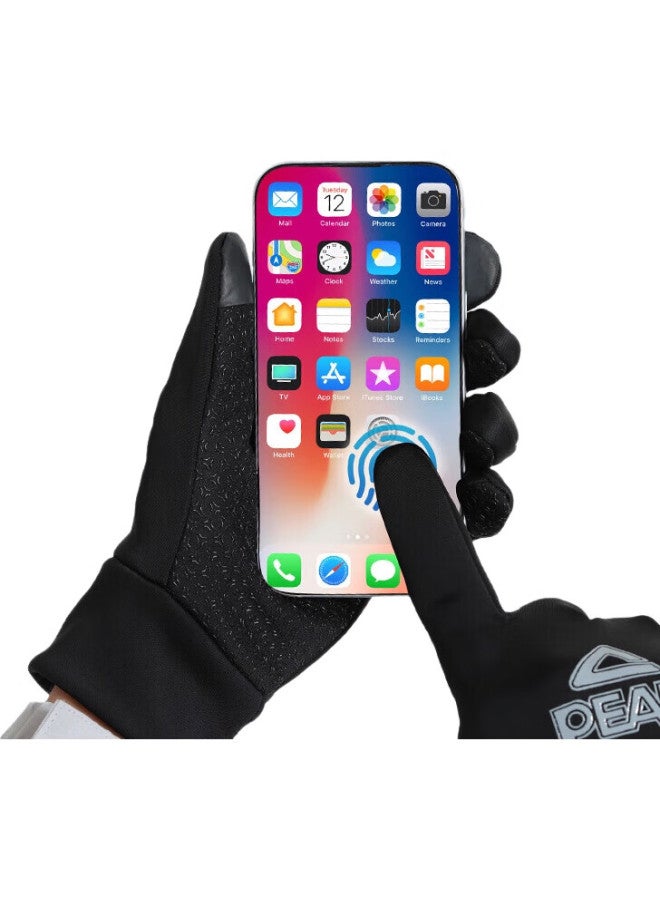 PEAK Cycling Gloves, Warm, Windproof, For Electric Motorcycles, Men And Women, Skiing, Outdoor, Cold-Resistant, Fleece-Lined, Thick, Touchscreen Compatible - Image 1