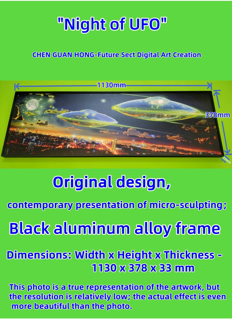 Painting - "Night of UFO"  by CHEN GUAN HONG: Future Sect Digital Art Creation, Sci-Fi Modern Artistic Design, Contemporary Presentation of Micro-Sculpting. This work is currently available exclusively on Platform "Noon"；The following themes are related to the works: Artwork,Decorative Painting ,Modern Artwork,Abstract Paintings,Wall Art ,Interior Decoration,Home Decor,Classic Decor,Custom Painting,Office design,Commercial design,Model home design,Clubhouse interior design,Furniture design,Landscape design,Architecture design,Soft decoration,Molding,Villa design,Decorating,Interior Design,Residential Interior Design,Commercial Decorating,Budget-Friendly Decor Ideas,Modern Home Decor Trends,Vintage Decor Inspirations,Small Space Solutions,City-Specific Interior Designers,Tips for Maximizing Small Living Spaces,Latest Trends in Home Decor for 2025.